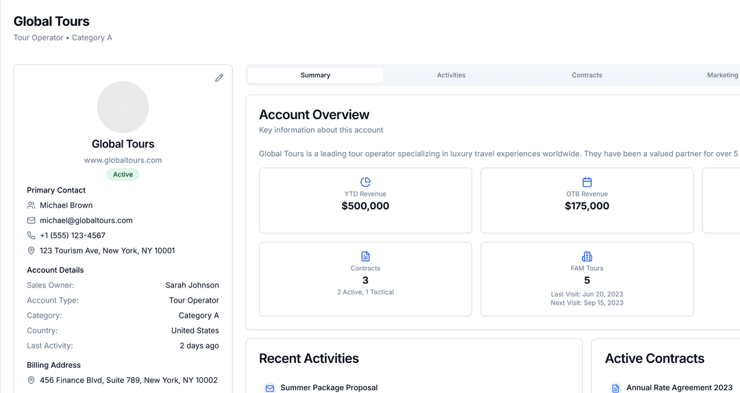 Tour Operator CRM Interface
